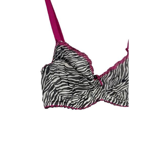 Cabernet Zebra Animal Print Unlined Mesh Underwire Bra Womens 38C - Picture 2 of 6